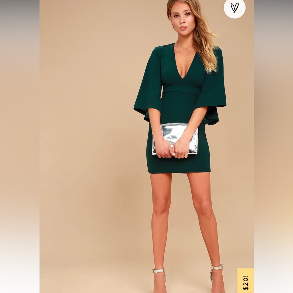 Lulus green mini dress, long sleeve
